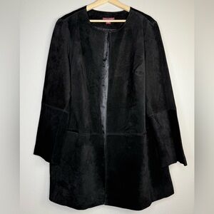 JESSICA LONDON Leather Jacket Women’s Size 20 Black Collarless Longline